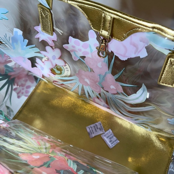 Spartina 449 Flamingo Floral Retreat Clear Beach Tote - Picture 10 of 13